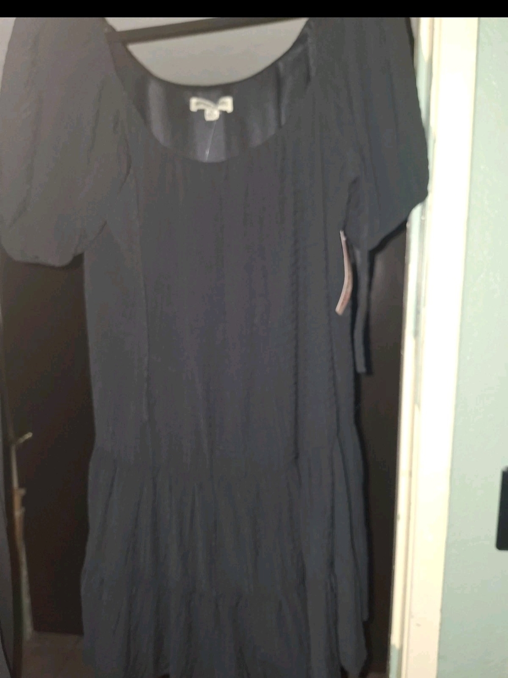 Inspired Hearts Black Short Sleeve Tiered Mini Dress